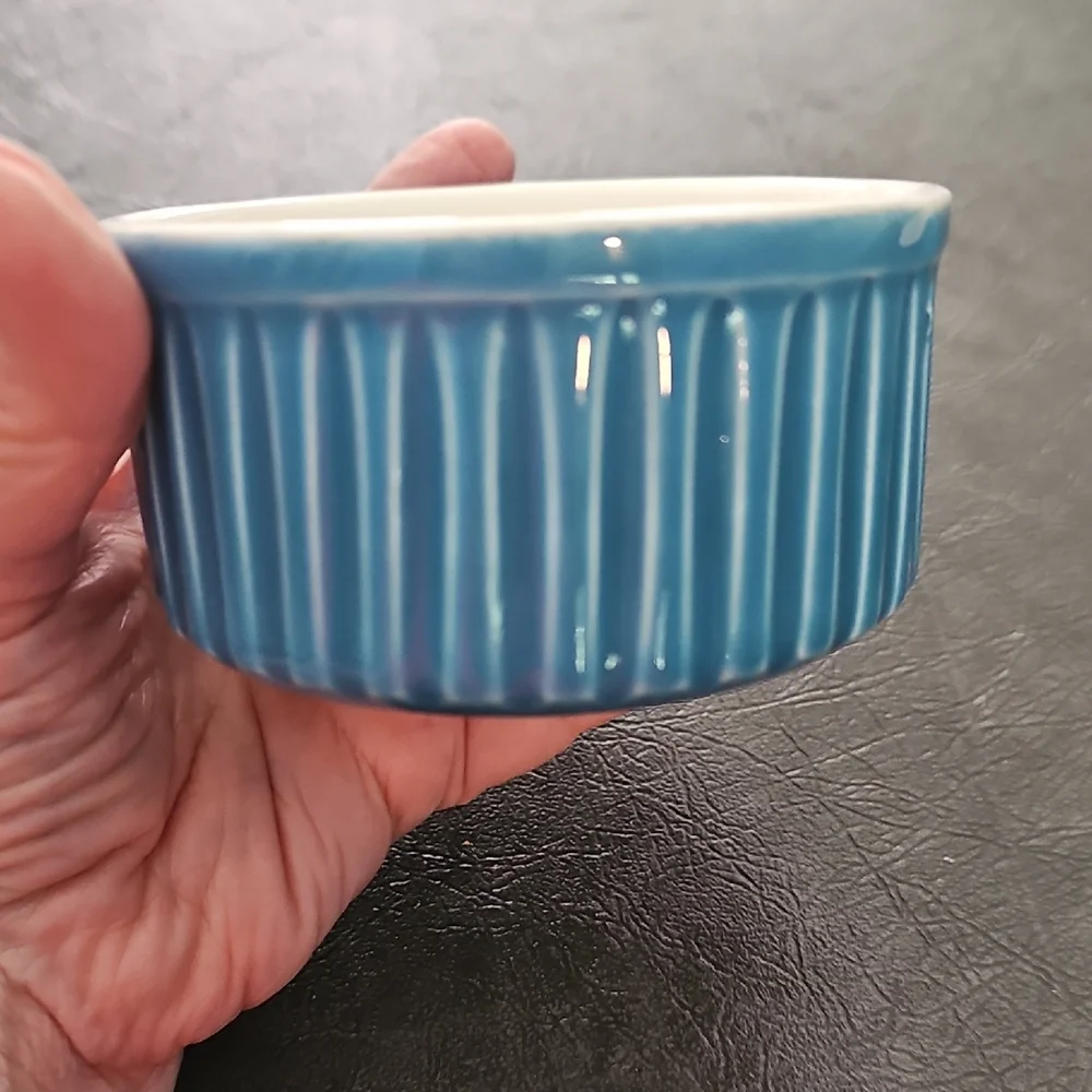 Blue and White Ceramic Ramekin Bowls